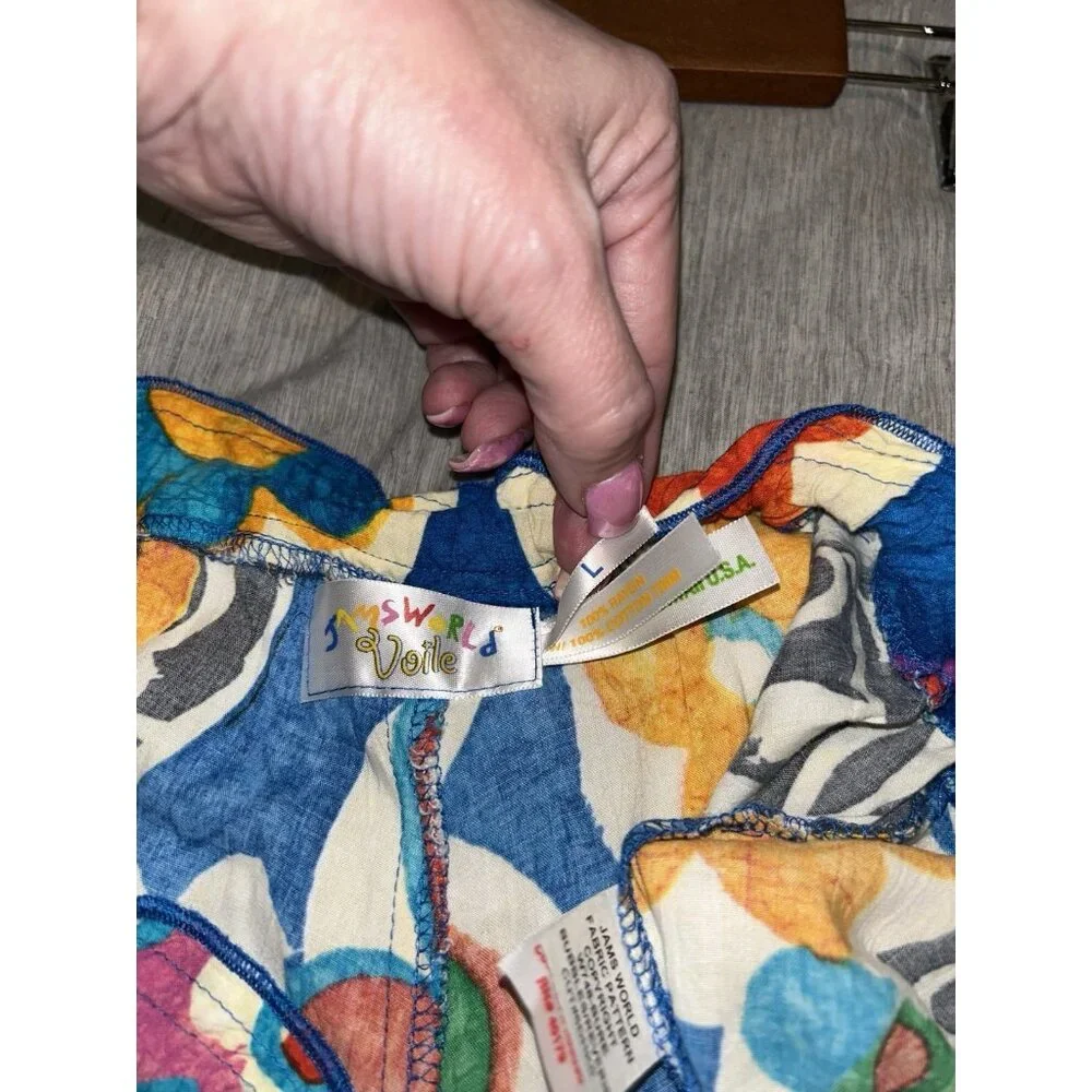 Jams World Vintage Colorful Floral Travel Tropical High Rise Capris Size Large - Picture 6 of 8